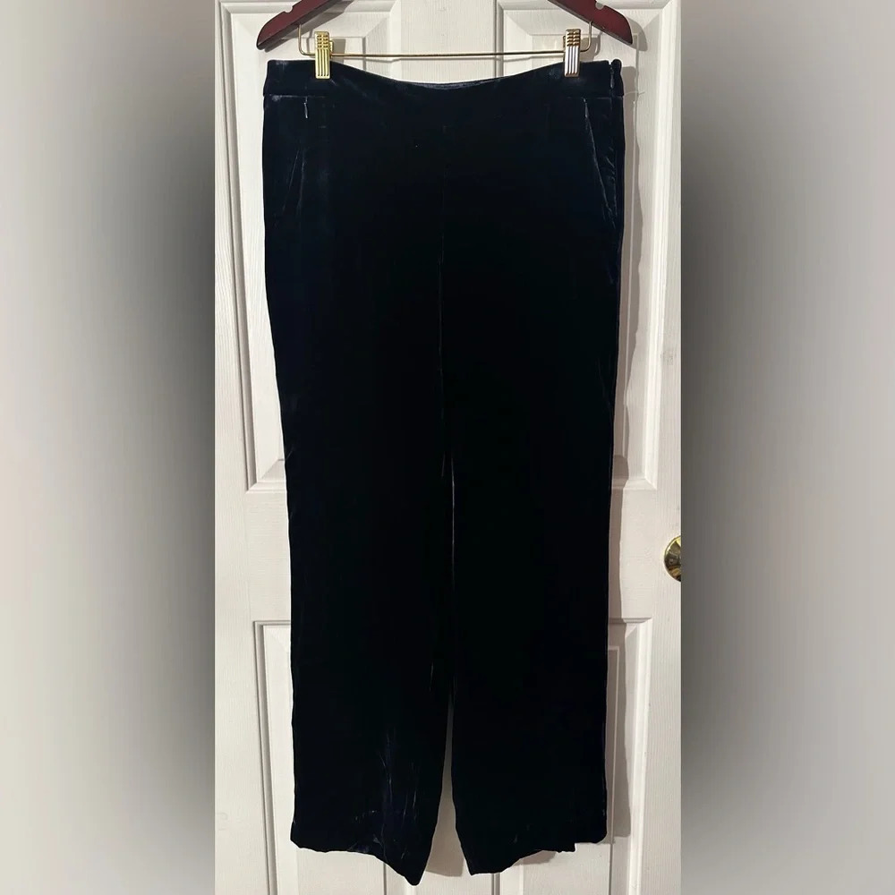 WORTH New York GORGEOUS Blue Velvet SILK Blend EVENING HOLIDAY Pants 8 WINTER